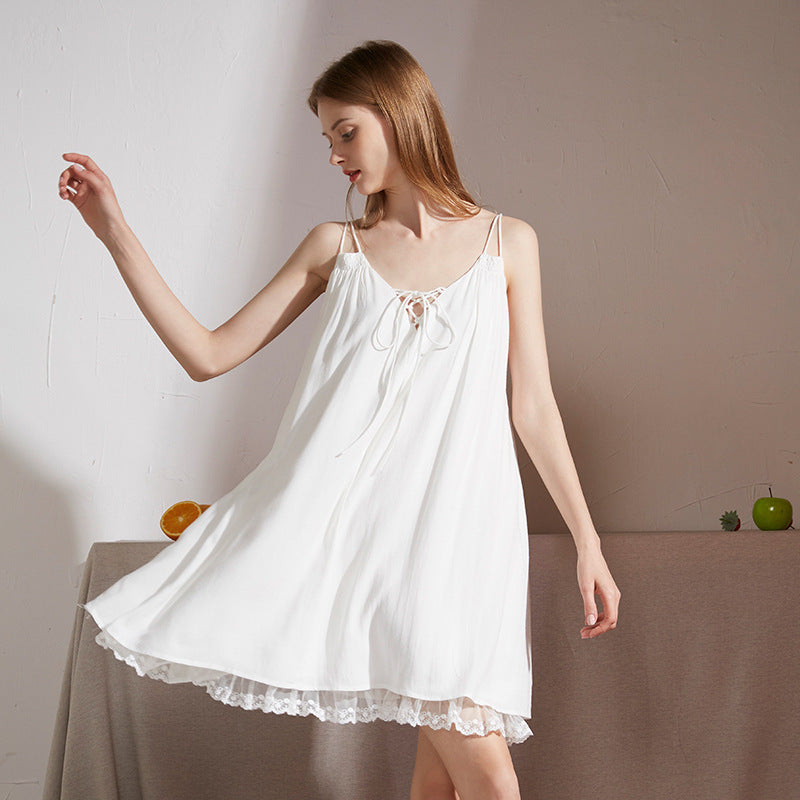 Lace Sling Cotton Short Nightdress