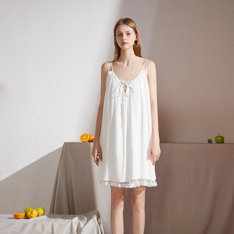 Lace Sling Cotton Short Nightdress